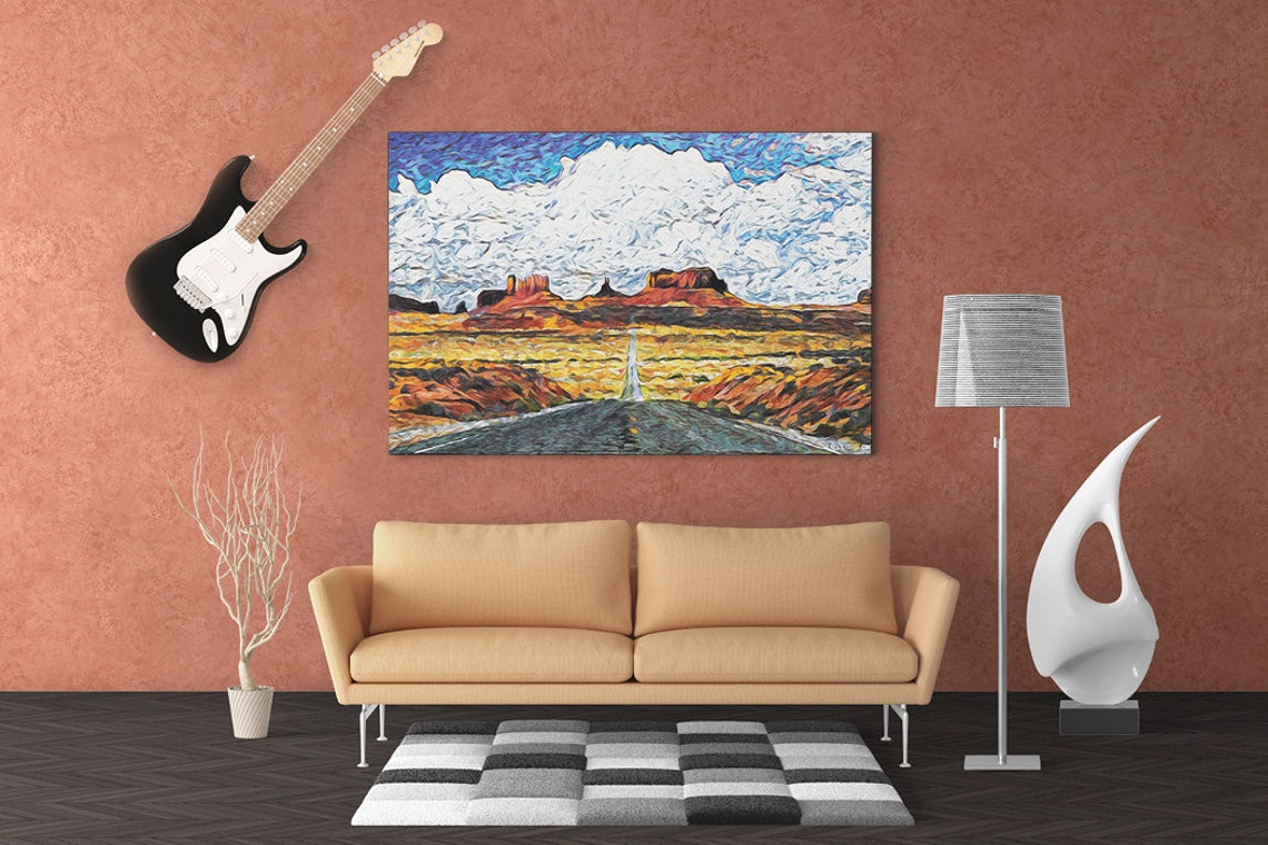 Desert Highway Southwest Art Beautiful Landscape Painting Desert Scenery Wall Art Impressionist Art - Image 5