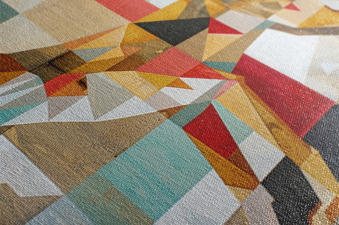 Abstract Geometric Coyote Walking Colorful Triangle Facets Art Poster - Image 2