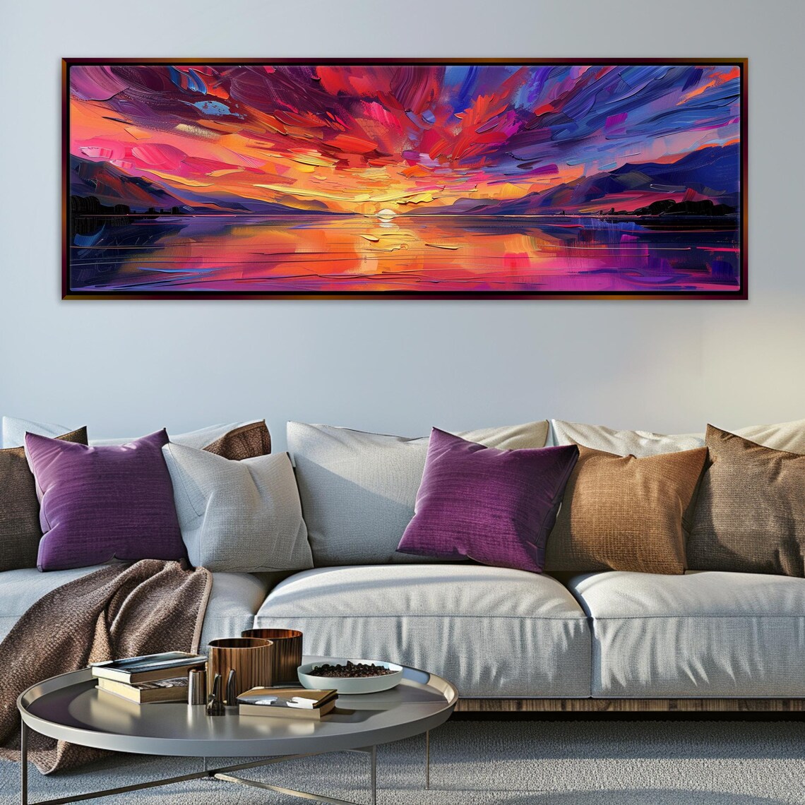 Panoramic Ocean Sunset, Pink Purple Wall Art Print - Image 3