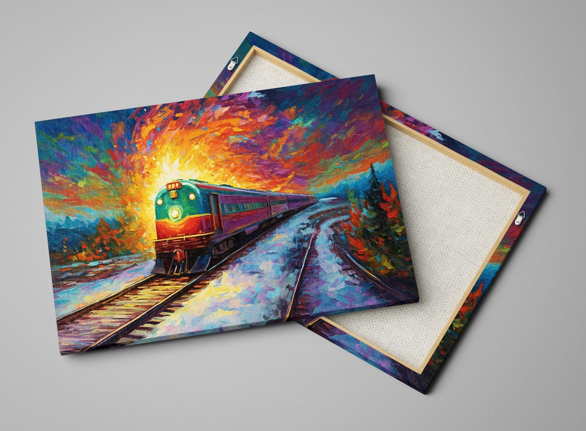 Colorful Sunset Train Express Vibrant Impressionist Rail Art Poster - Image 4
