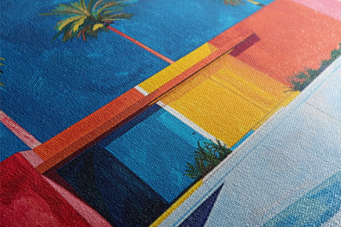 Palm Springs Minimalist Color Block Villa Palms Bold Blue Sky Poster - Image 2