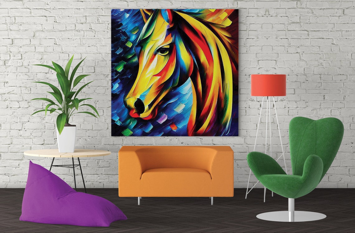 Colorful Abstract Horse Head Bold Rainbow Palette Modern Art Poster - Image 3
