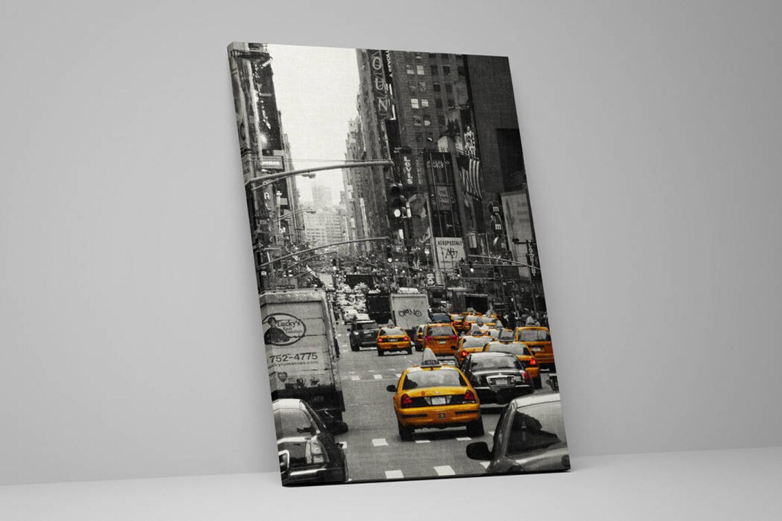 New York City Yellow Taxis Street Black White Urban City Poster - Image 2