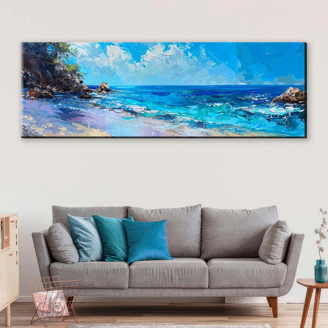 Coastal Blue Ocean Water Scene, Horizontal Art Print - Image 5