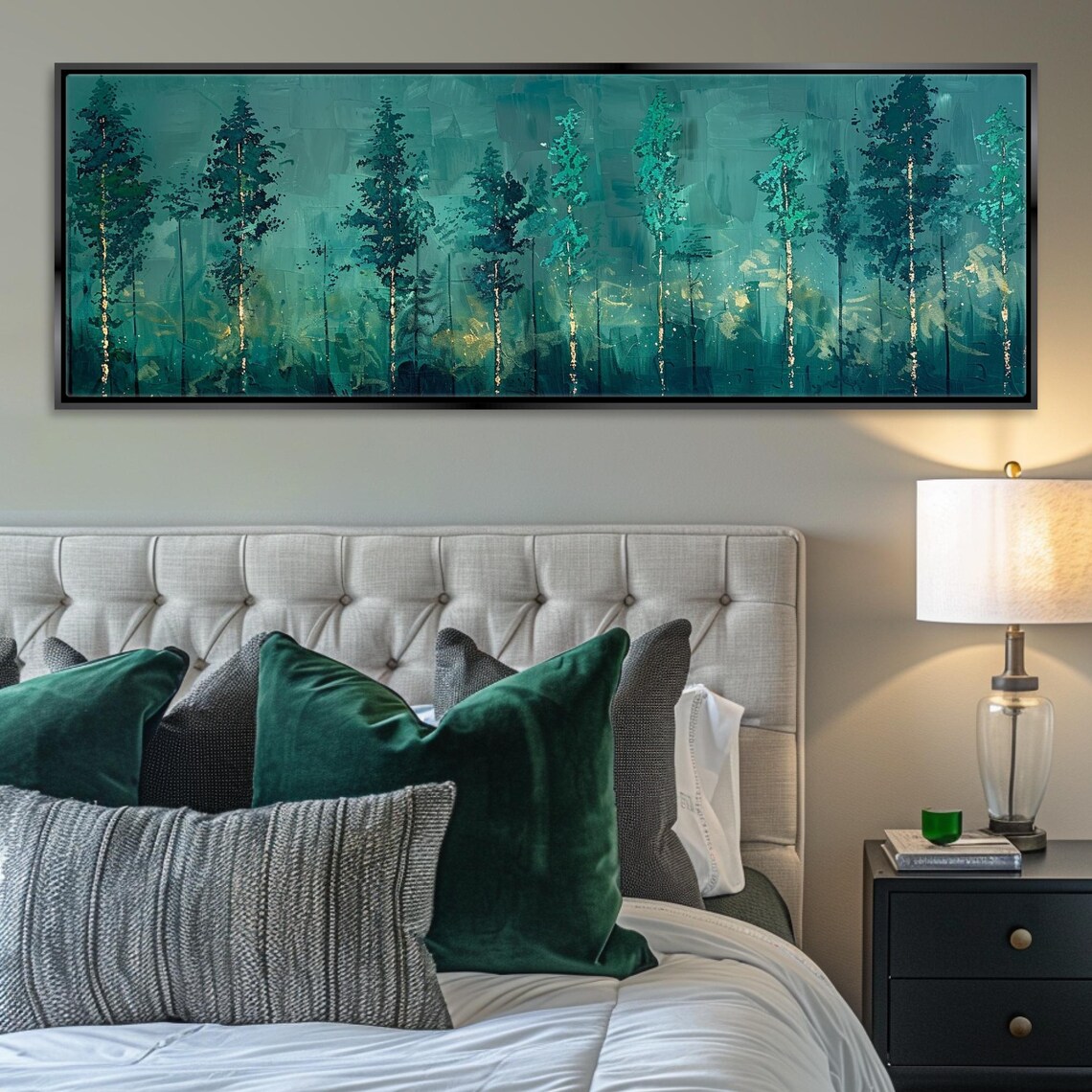 Green Forest Horizontal Panoramic Print Framed Unframed Long Horizontal Gallery Wrapped Gicle Ready To Hang Extra Large Wall Art - Image 4