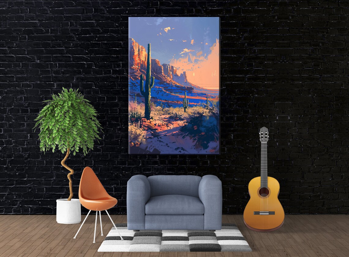 Desert Glow Saguaro Sunset Wall Art Print Giclee Print On Gallery Wrapped Artist Ready To Hang Available In Extra Large Sizes - Image 2