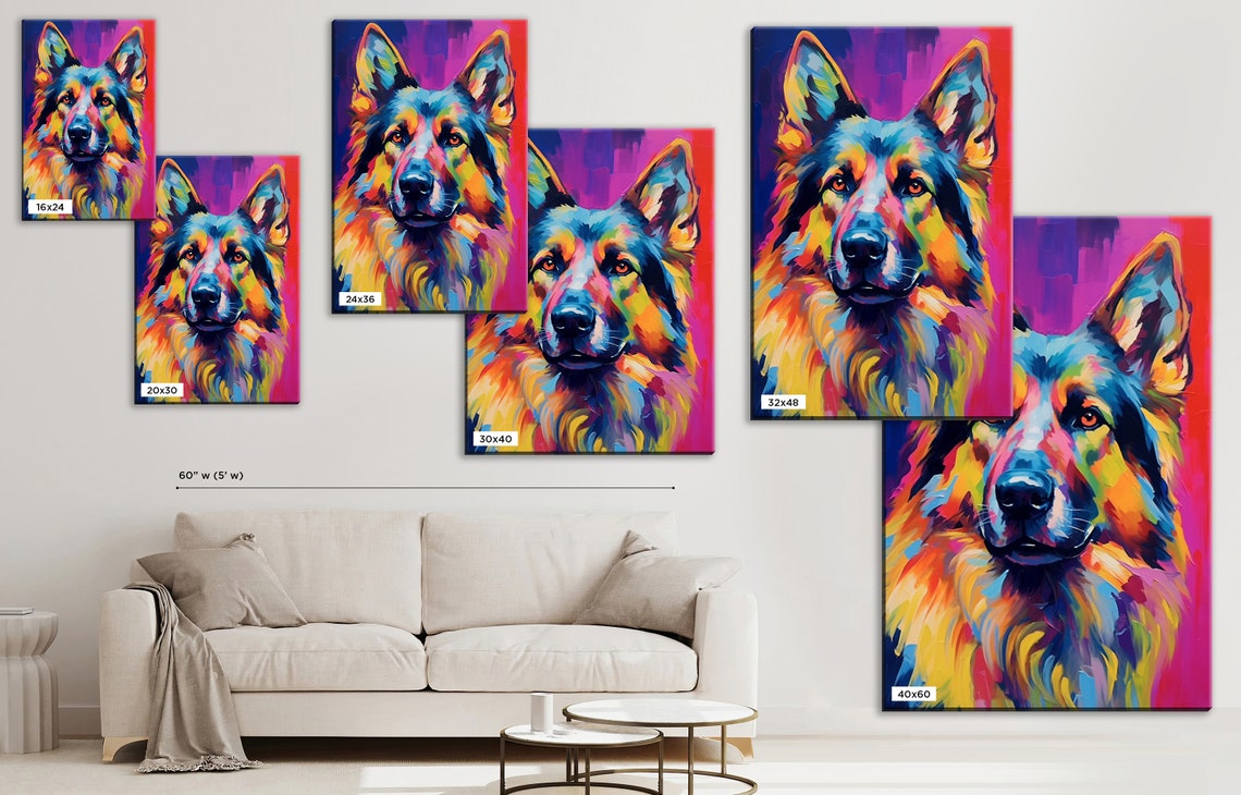 German Shepherd Colorful Portrait Pop Art Magenta Dog Painting Poster - Image 5