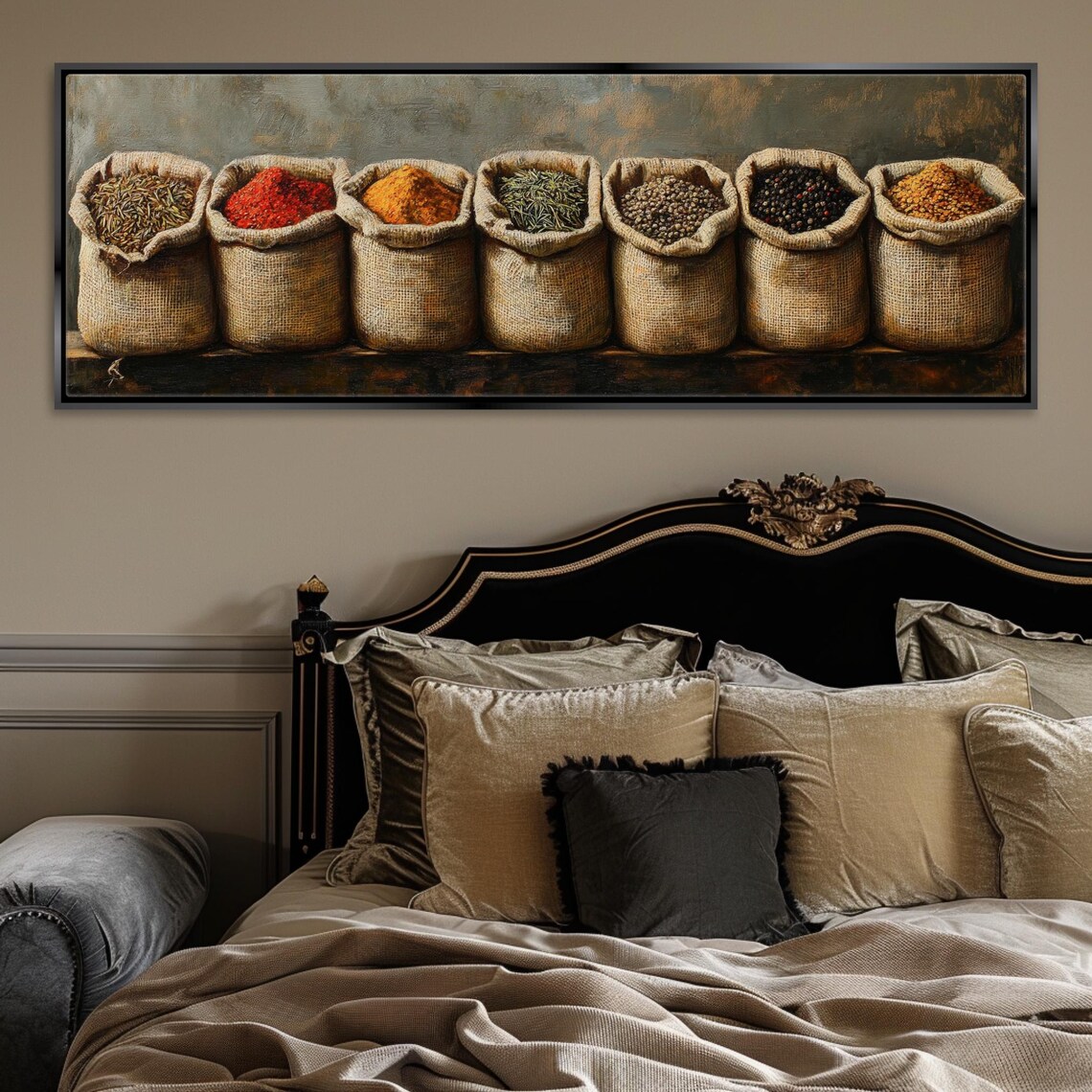 Panoramic Culinary Herbs and Spices Kitchen Art Print - Image 3