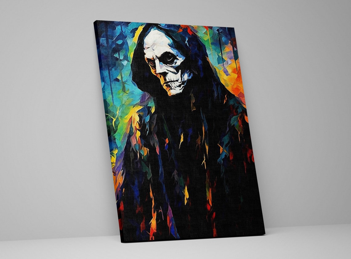 Dark Spooky Hooded Ghoul Skull Face Halloween Horror Art Poster - Image 5