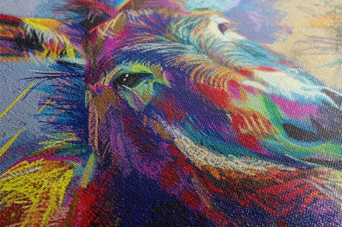 Playful Neon Donkey Face Desert Palm Rainbow Animal Wall Art Poster - Image 2