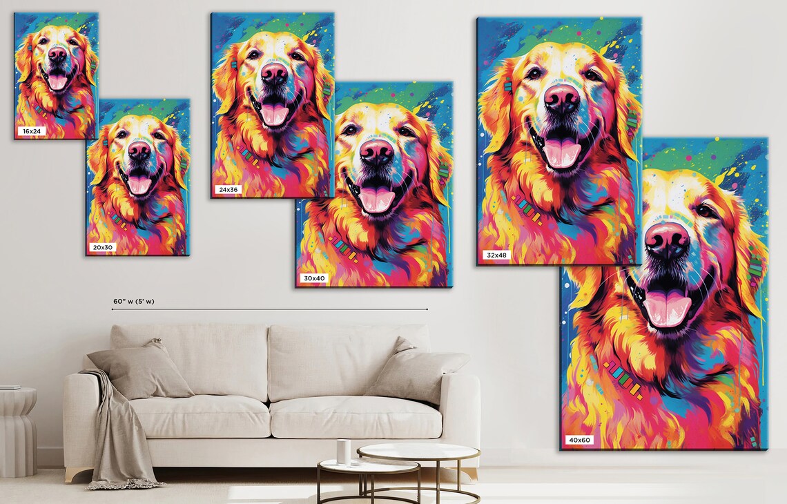 Golden Retriever Dog Portrait Large Wall Art Print - Image 5