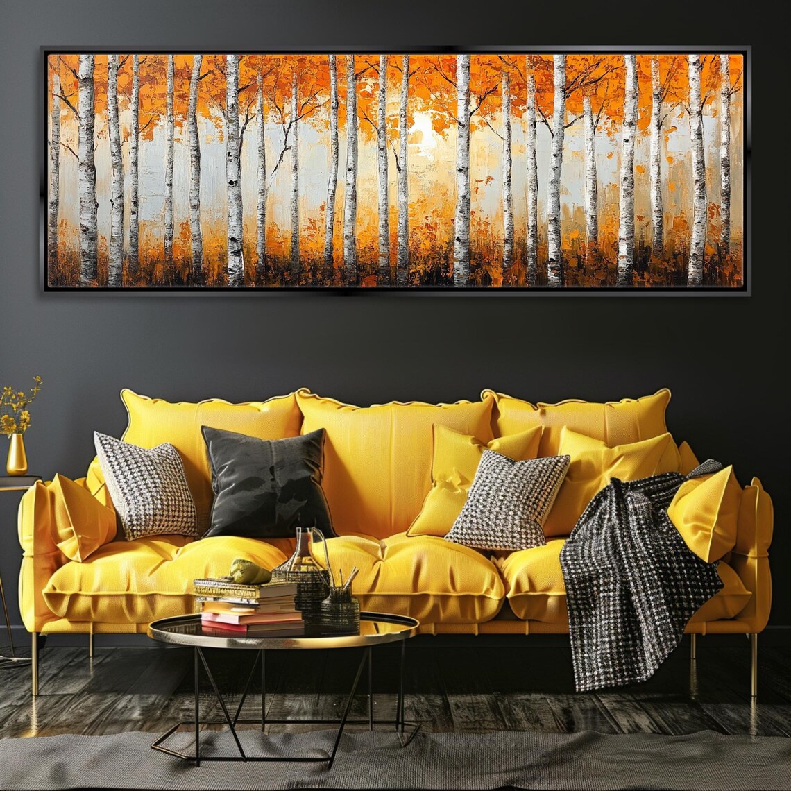 Abstract Birch Tree Forest Print Framed Or Unframed Long Horizontal Gallery Wrapped Gicle Ready To Hang Extra Large Wall Art - Image 4