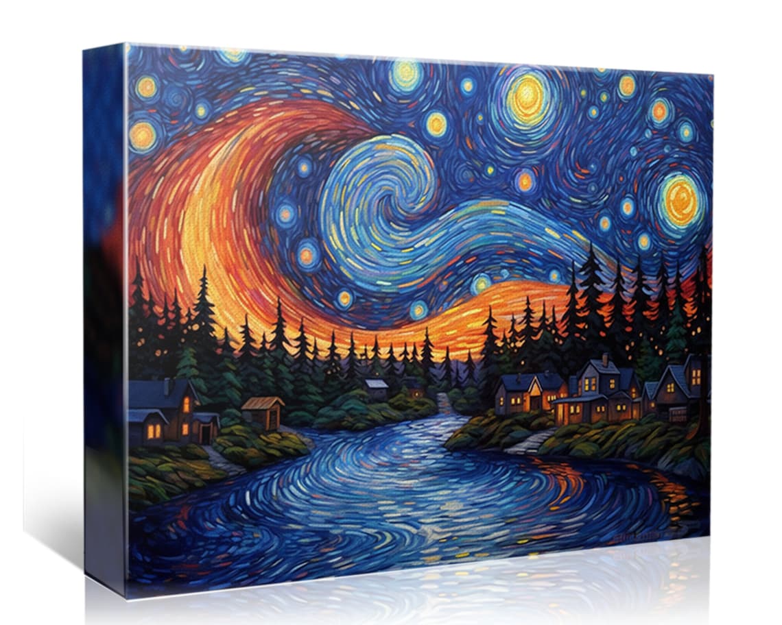 Starry Night Lake, Van Gogh-Inspired Wall Art Print - Image 5