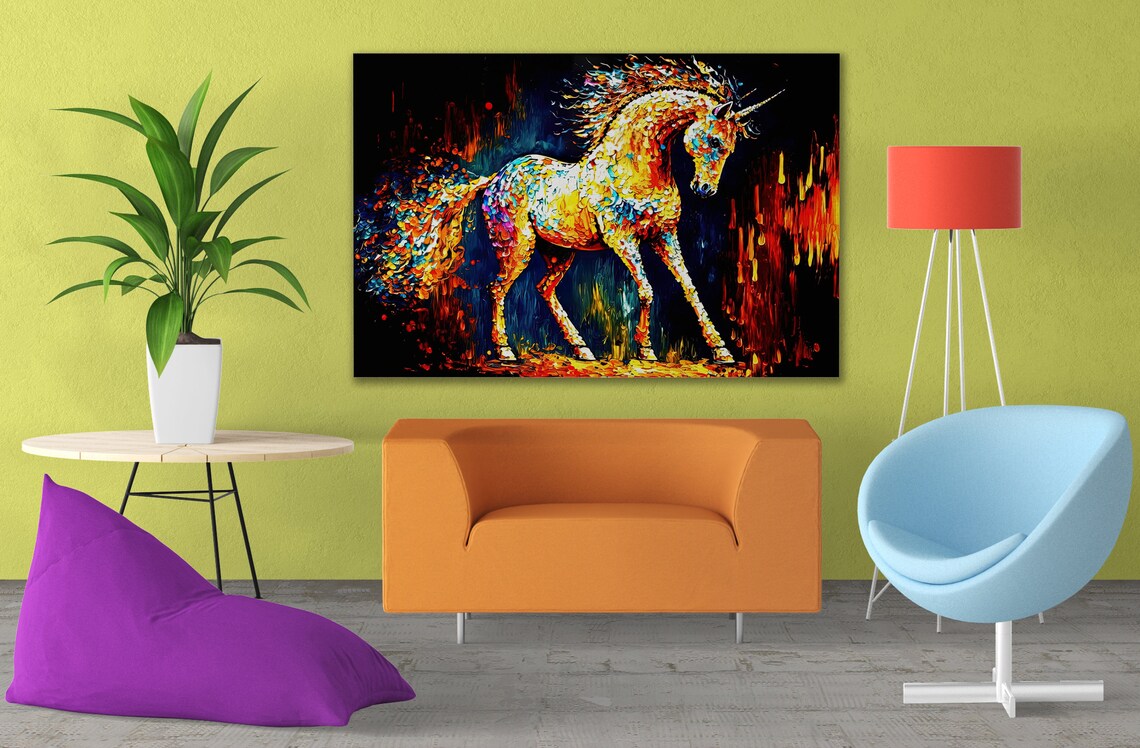 Unicorn Painting Print, Colorful Nursery Room Wall Art Print - Image 3
