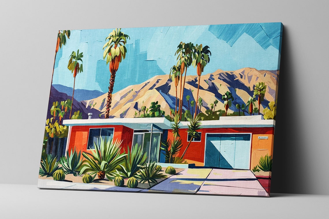 Palm Springs Mid Century Ranch House Agave Garden Mountain View Poster - Image 4
