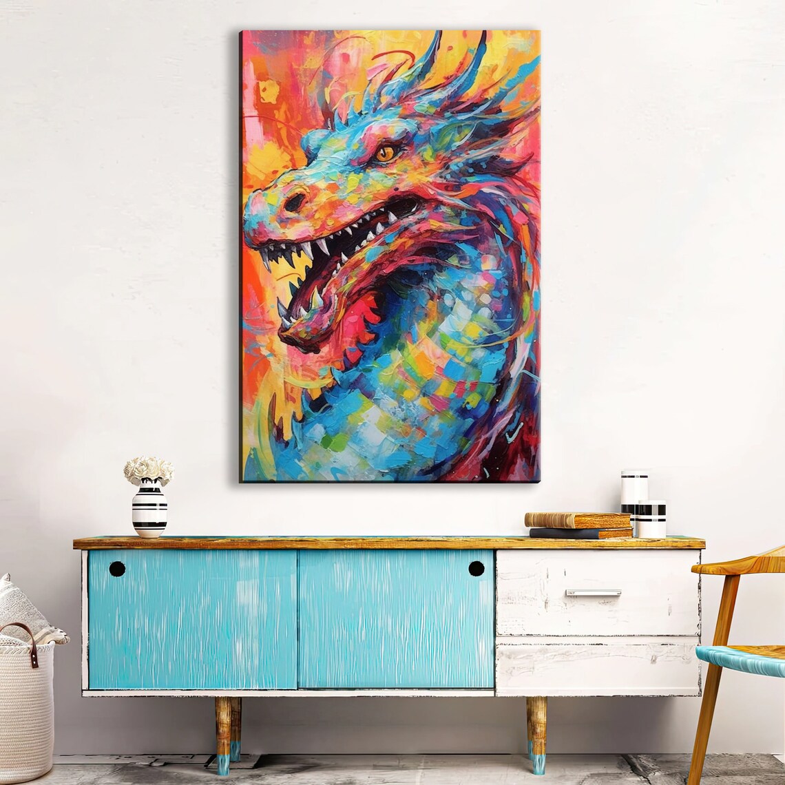 Enchanting Dragon Pop Art Painting, Fantasy Art Print - Image 2