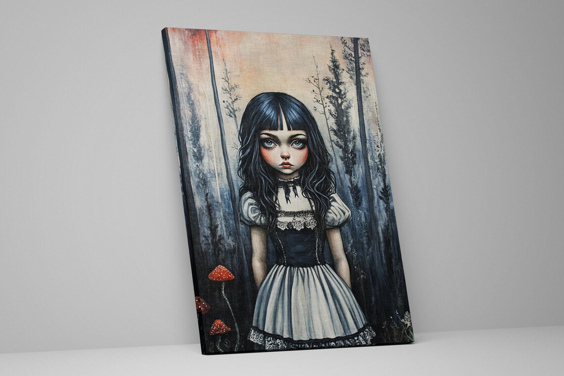 Gothic Alice In Wonderland Doll Portrait Dark Forest Fantasy Art Poster - Image 2