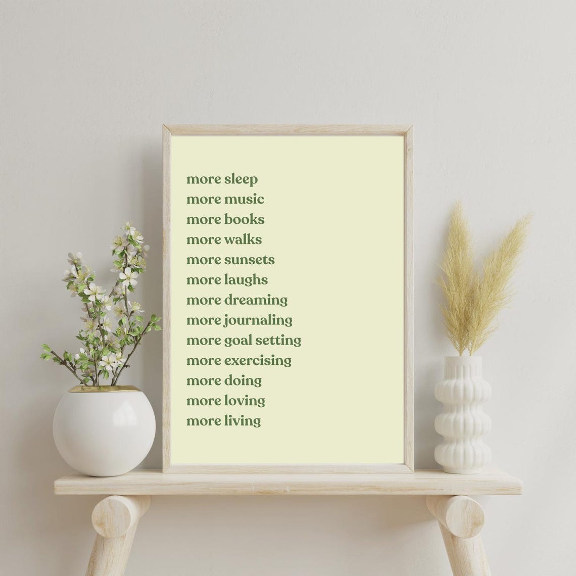 More Sleep More Music More Books Green Minimalist Mantra Poster - Image 2