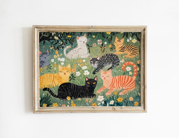 Whimsical Kitten Watercolor Cat Art Print