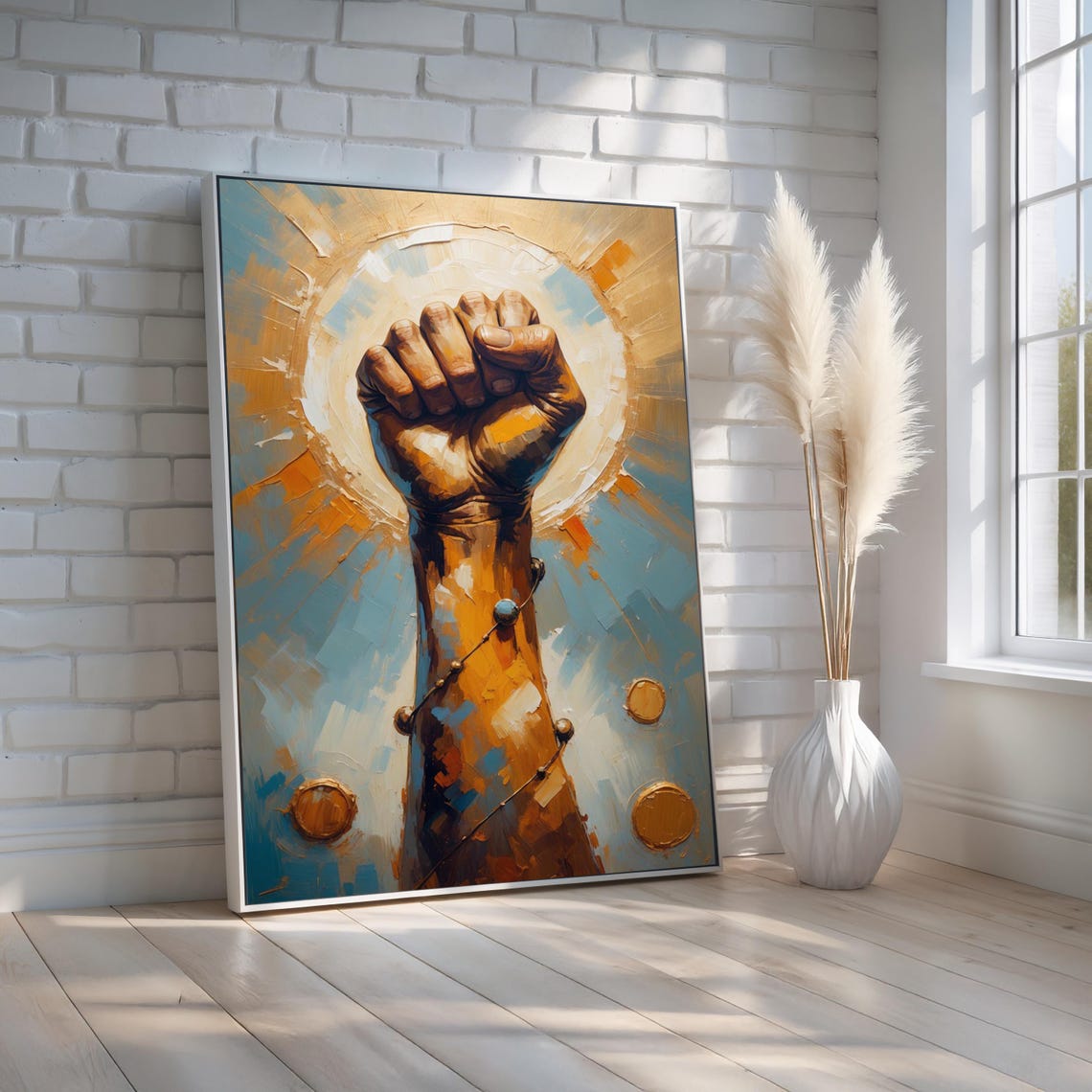 Raised Fist Strength Abstract Expressionist Bold Office Wall Art