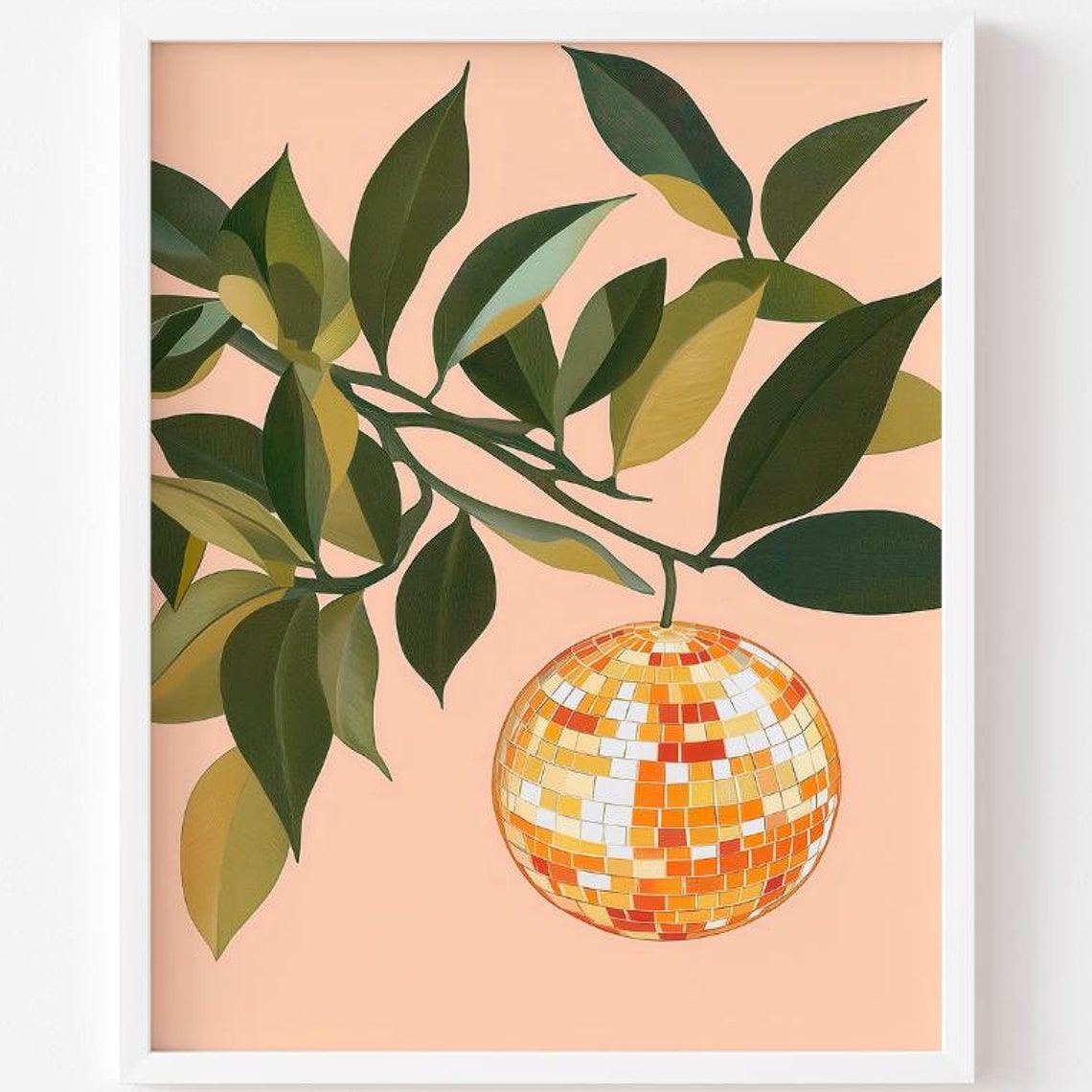 Funky Orange Disco Ball Citrus Fruit Retro Bar Cart Decor Poster - Image 2