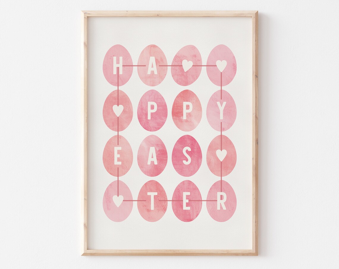 Happy Easter Eggs Minimalist Poster Print