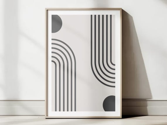 Geometric Shapes Wall Art Print Modern Mid Century Abstract Home Decor Poster