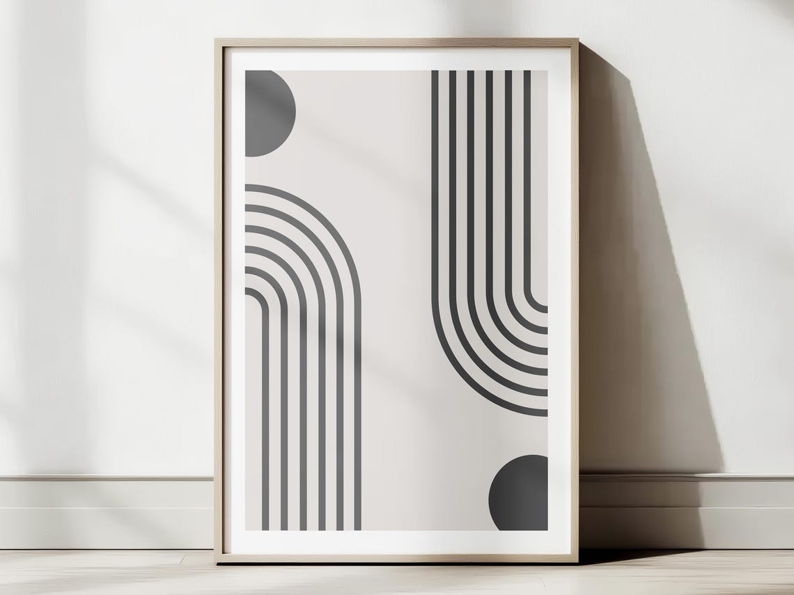 Geometric Shapes Wall Art Print Modern Mid Century Abstract Home Decor Poster