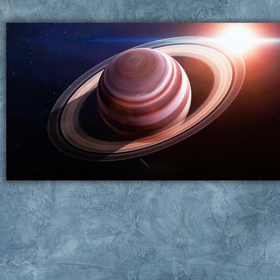 Saturn Rings Planet Sunburst Deep Space Cosmic Astronomy Art Poster