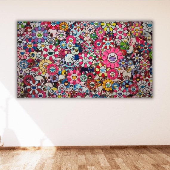 Takashi Murakami Print Art Flowers And Skull Poster Takashi Murakami Skulls Flowers Art Print Takashi Murakami Art