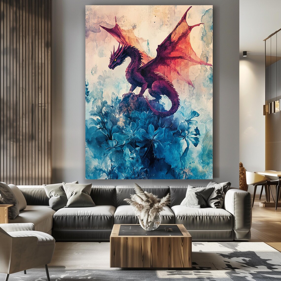 Dragon Wall Art Dragon Print Print Wall Art Decor Home Decor Fantasy Dragon Art Large Decor Framed Artwork - Image 6