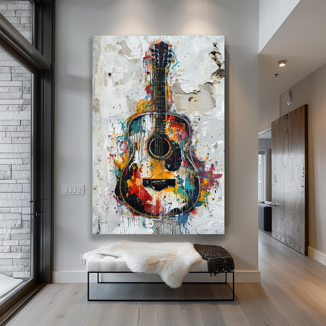 Guitar Abstract Modern Art Print, Music Room Decor - Image 2