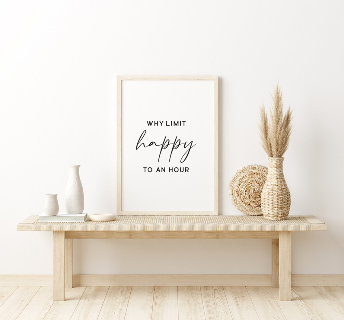 Why Limit Happy To An Hour, Farmhouse Bar Wall Art Print - Image 3