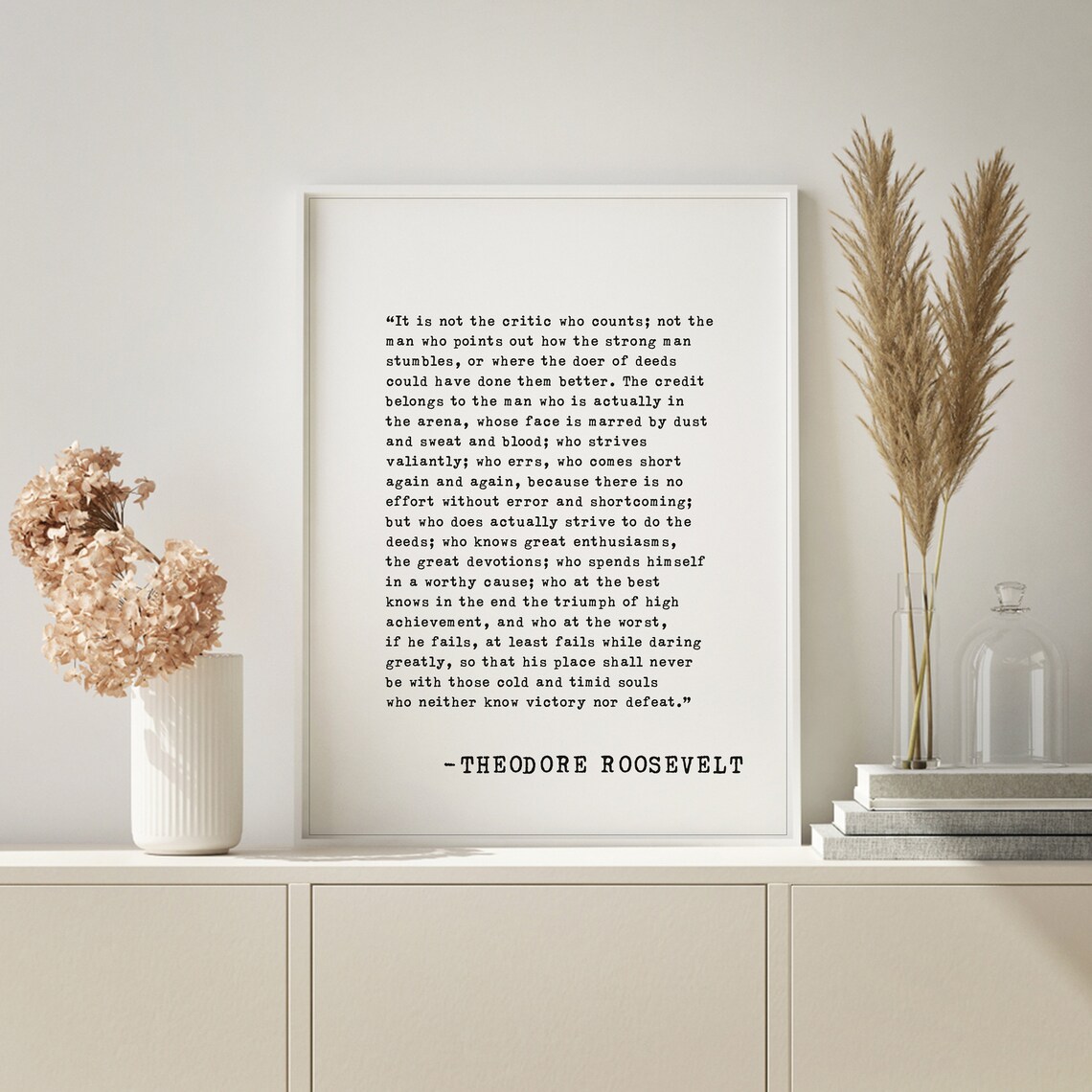 Theodore Roosevelt Man In The Arena Full Text Typewriter Quote Poster - Image 3