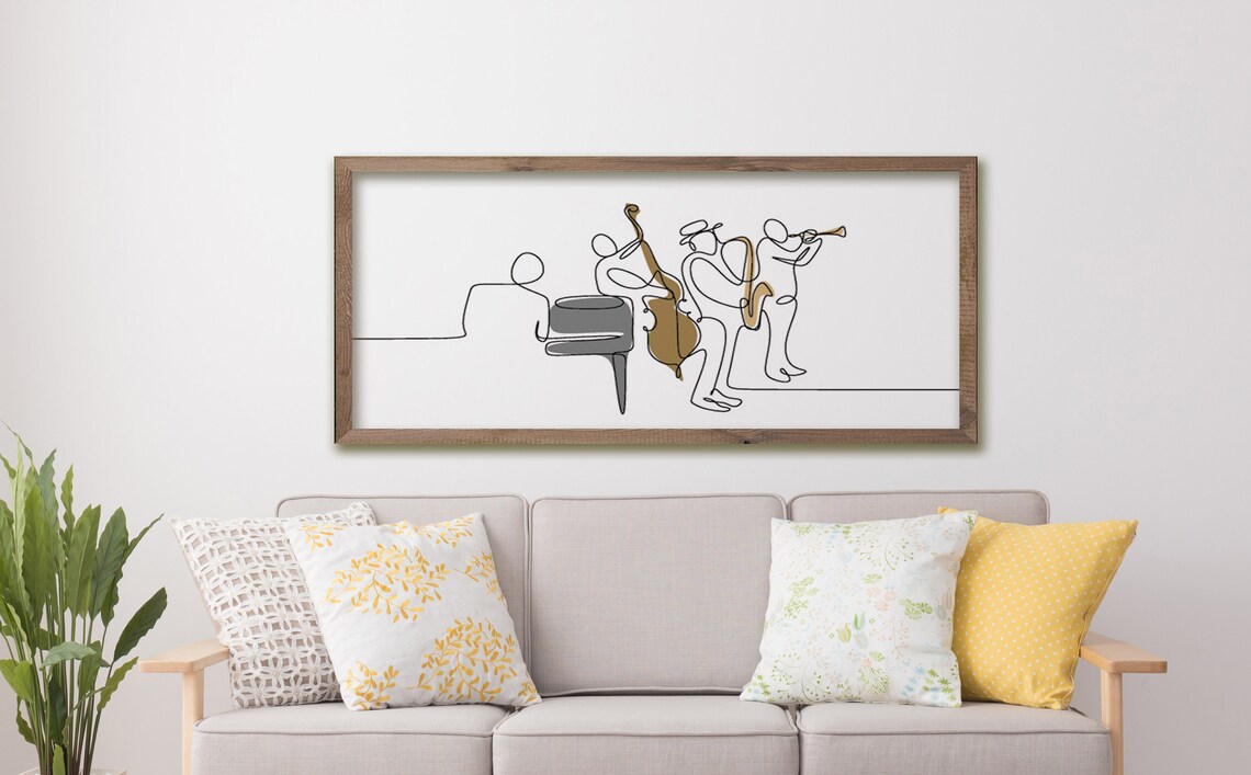 Jazz Player One-Line Drawing, Modern Farmhouse Art Print - Image 2