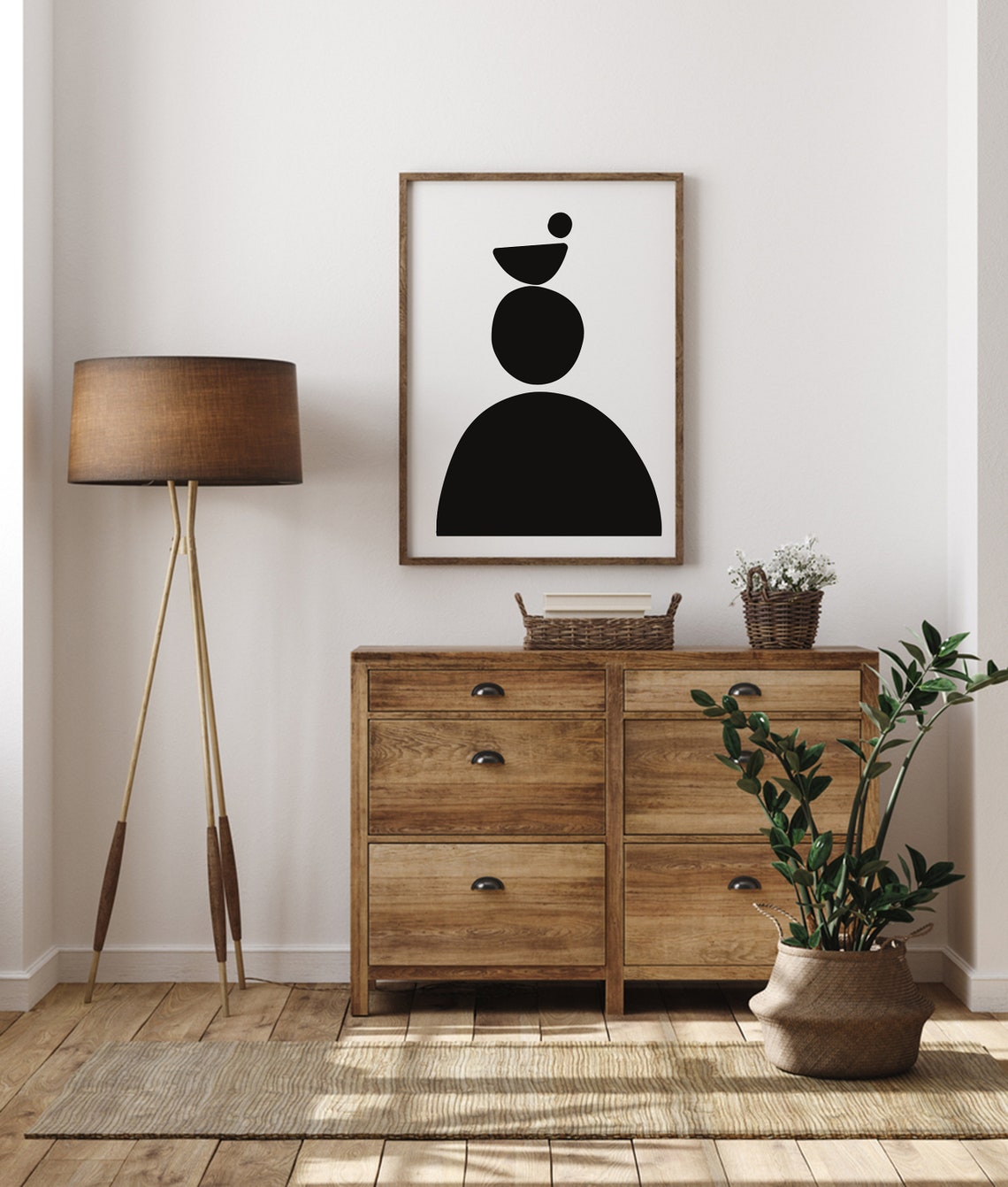 Mid Century Modern Wall Art Neutral Abstract Geometric Home Decor Black White Minimal Gallery Art Boho Home Decor - Image 3
