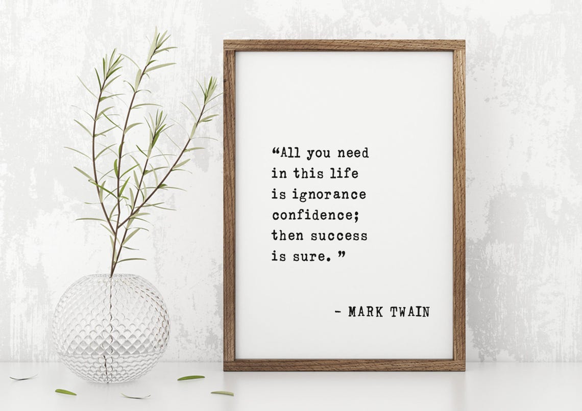 Mark Twain Quote Framed Funny Wall Art Ignorance Confidence For Business Entrepreneurs Success Motivation Decor - Image 5