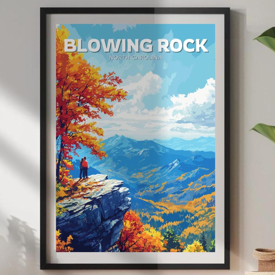 Blowing Rock North Carolina Autumn Overlook Mountain Travel Poster