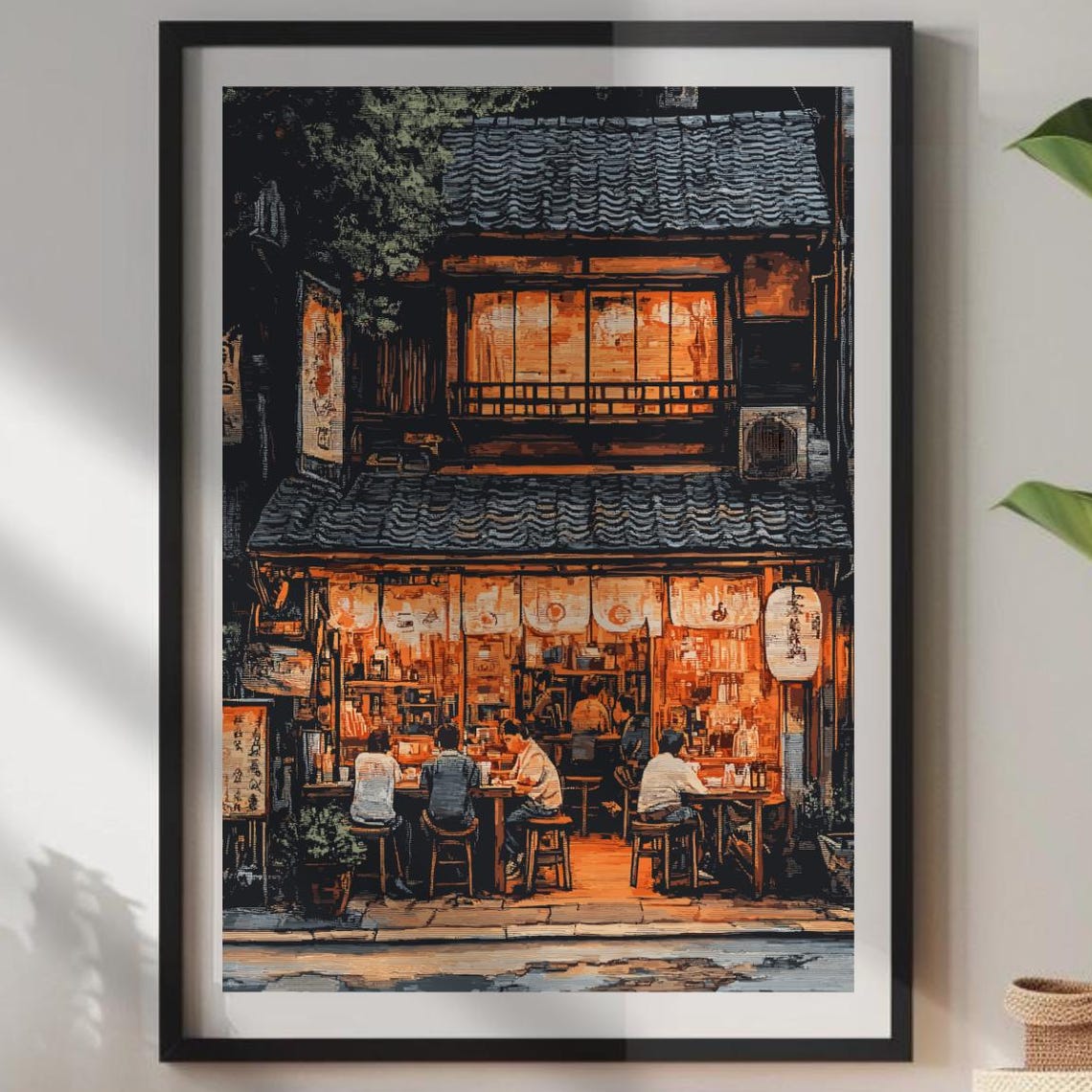 Cozy Tokyo Izakaya Night Diners Lanterns Menu Japan Bar Art Poster