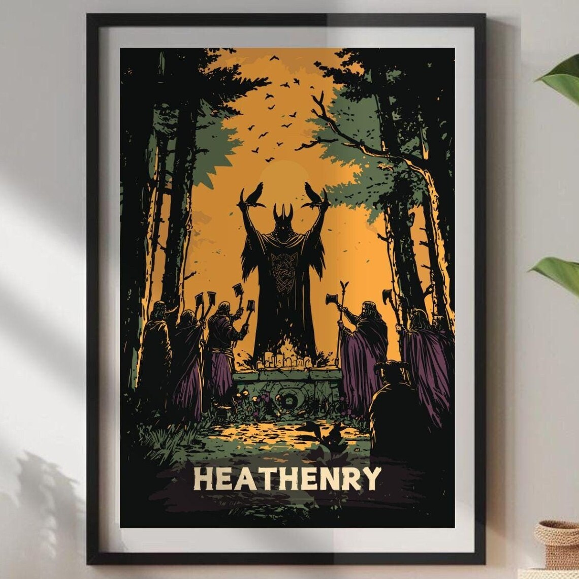 Heathenry Norse Pagan Ritual Horned God Forest Altar Art Poster