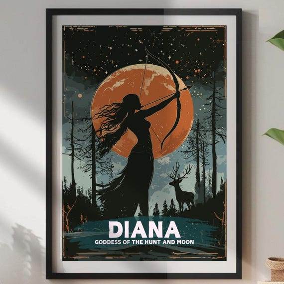 Diana Goddess Painting Roman Mythology Artwork Of The Hunt And Moon Ancient Art