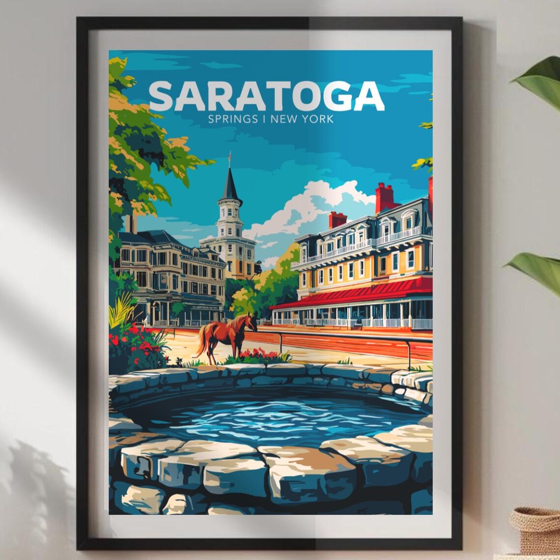 Saratoga Springs New York Horse Racetrack Spring Travel Poster