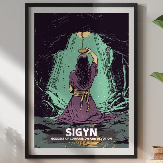 Sigyn Norse Goddess of Compassion Devotion Cave Bowl Art Poster
