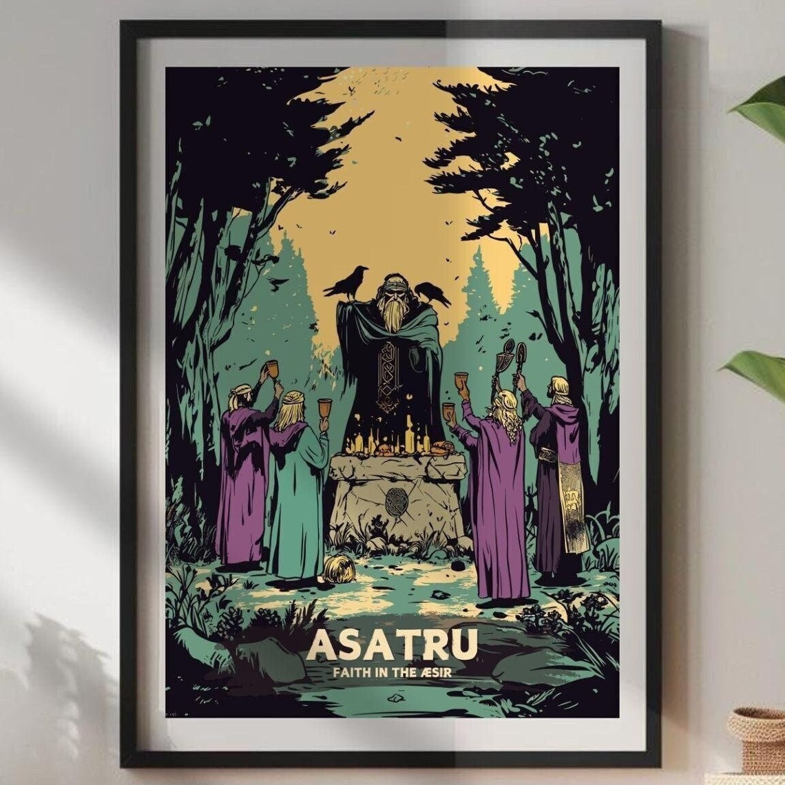 Asatru Faith in the Aesir Odin Altar Norse Pagan Ritual Art Poster