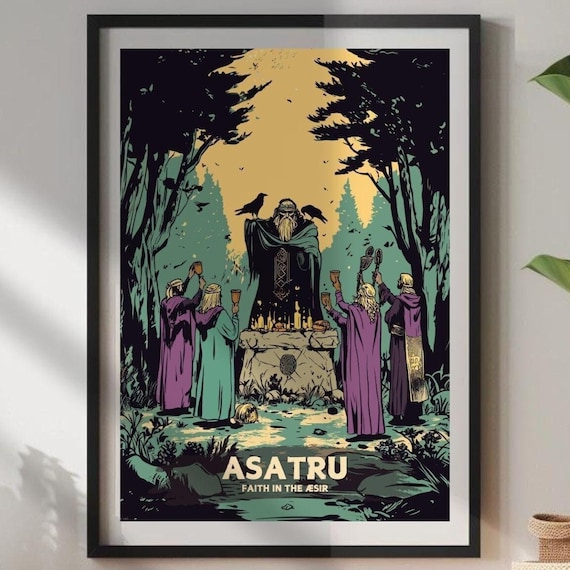 Asatru Faith in the Aesir Odin Altar Norse Pagan Ritual Art Poster