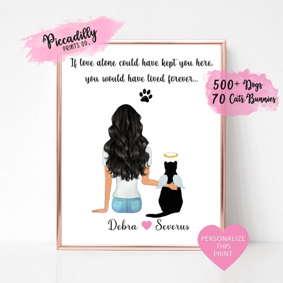 Personalised Cat Memorial Family Portrait Art Print