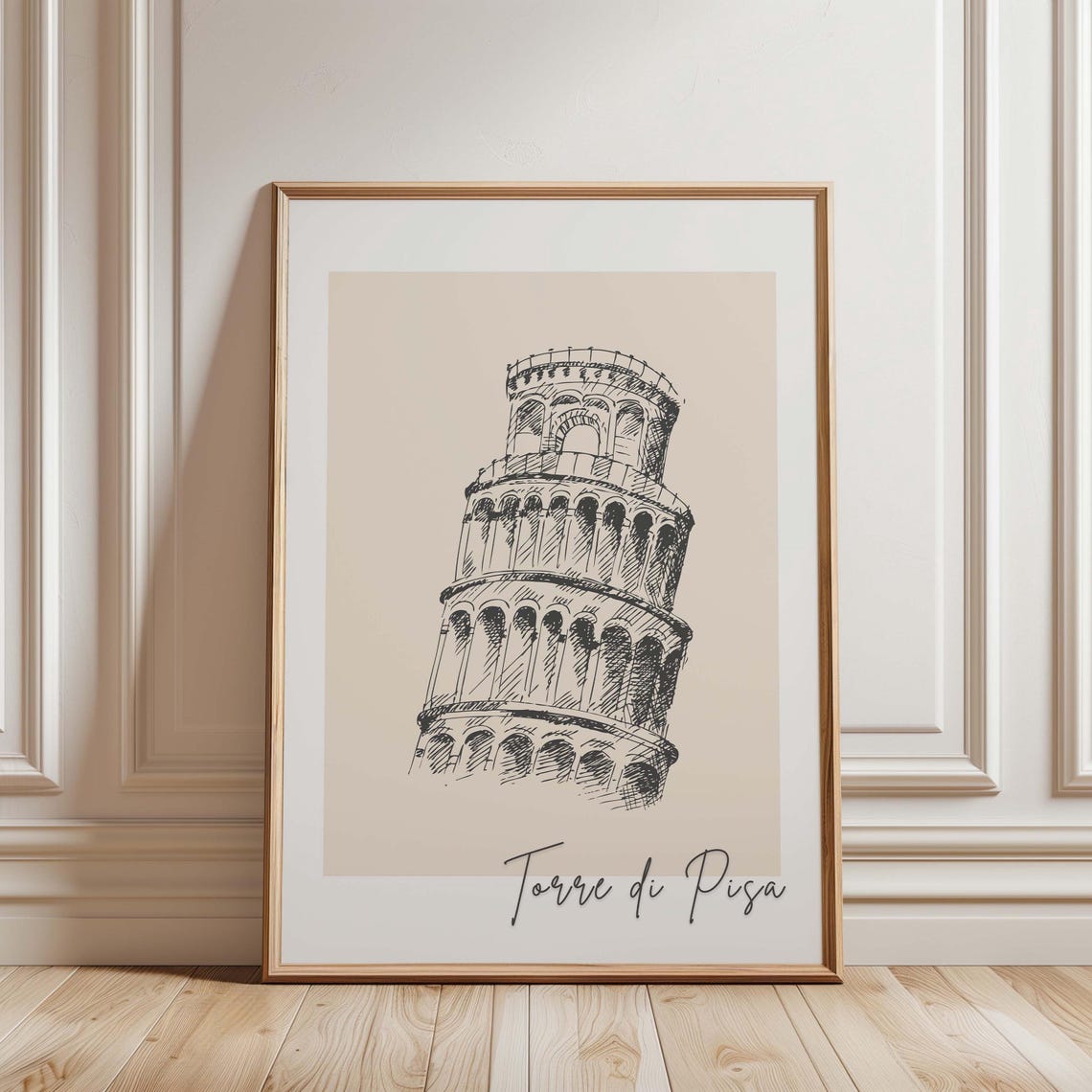 Torre di Pisa Leaning Tower Minimalist Italy Sketch Travel Poster