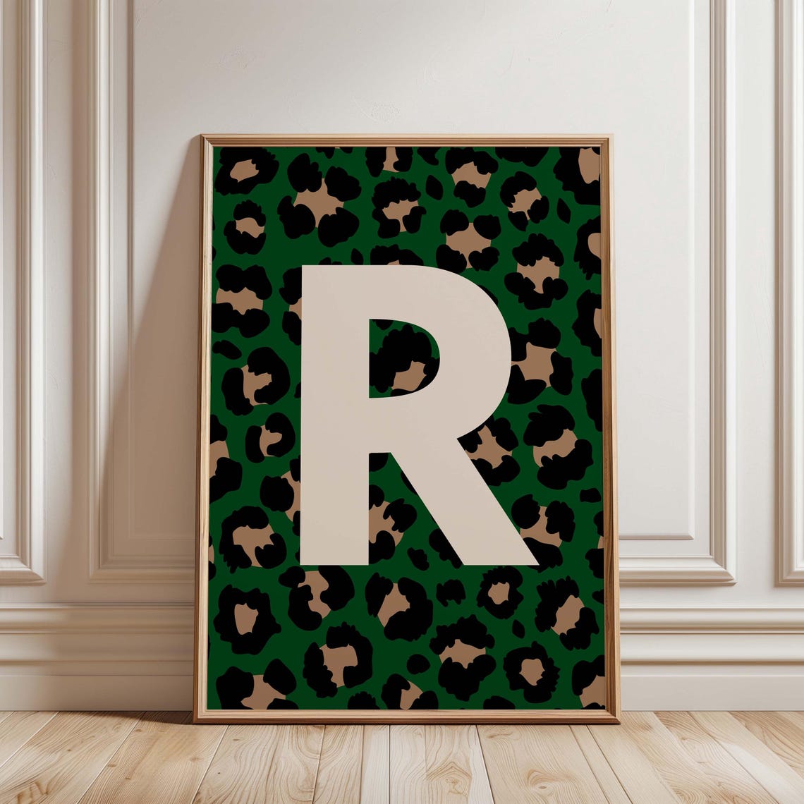 Personalized Letter Print Custom Alphabet Wall Art Initial Poster Leopard Monogram Unique Room Decor