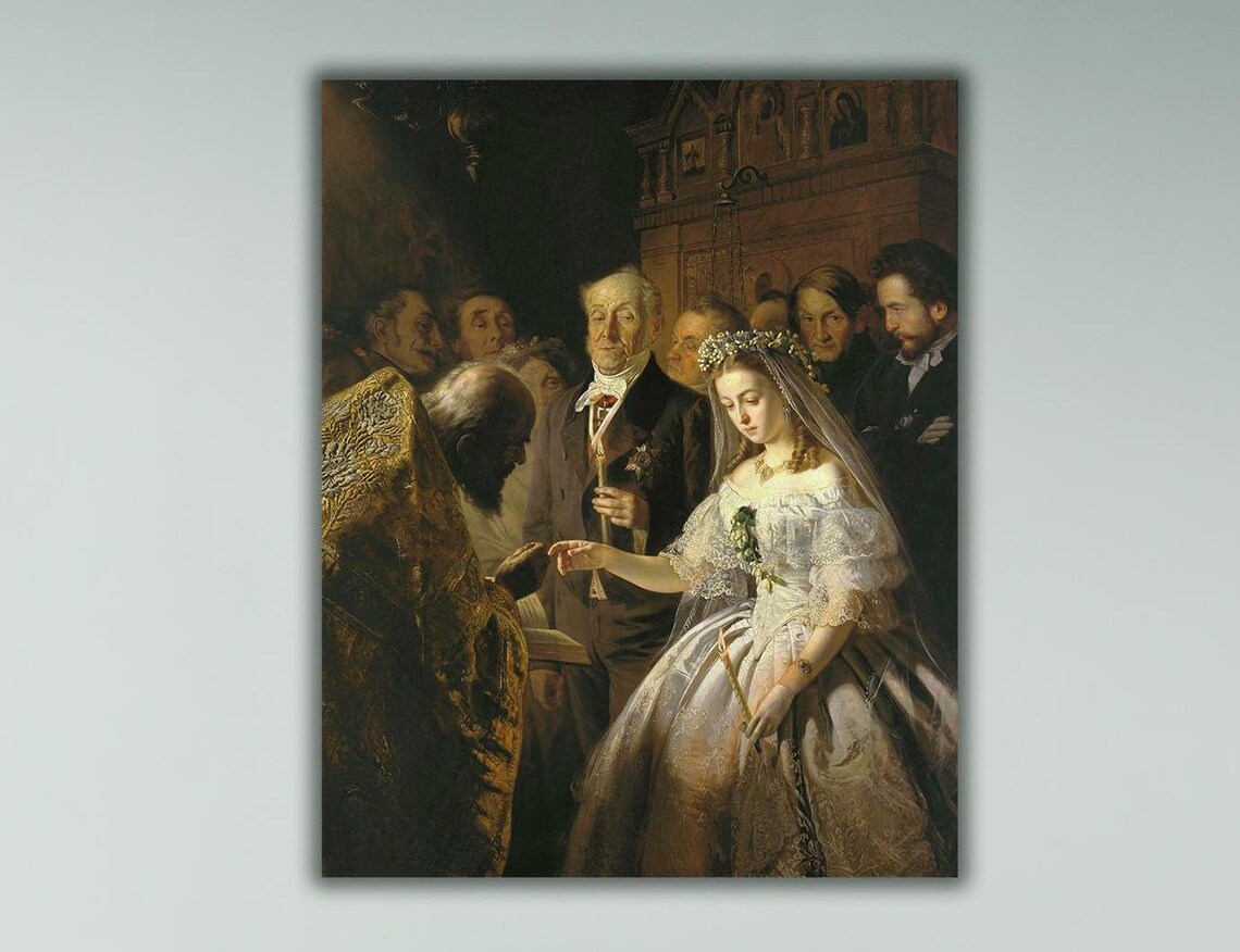 Vasily Pukirev The Unequal Marriage Classic Wedding Oil Painting Poster