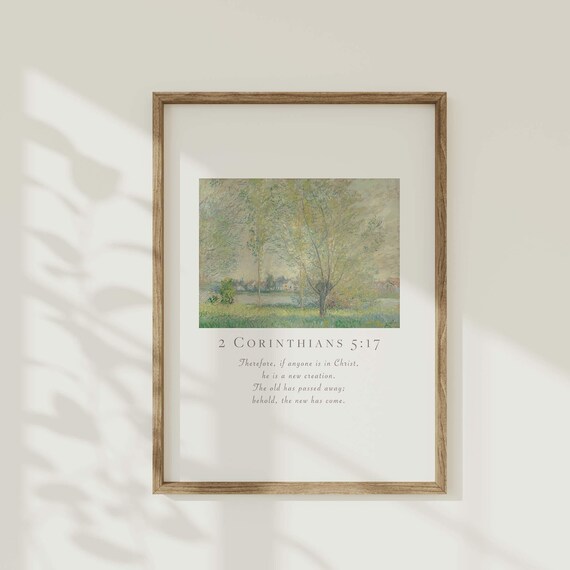2 Corinthians 5:17 New Creation Spring Blossom Tree Scripture Poster